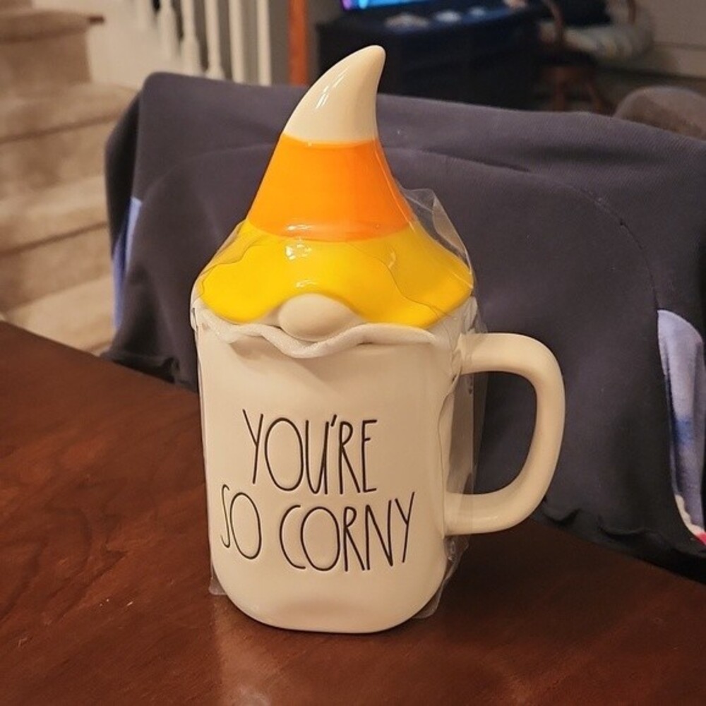 Rae Dunn "You're So Corny" Mug w/ Gnome Topper Candy Corn NWT
